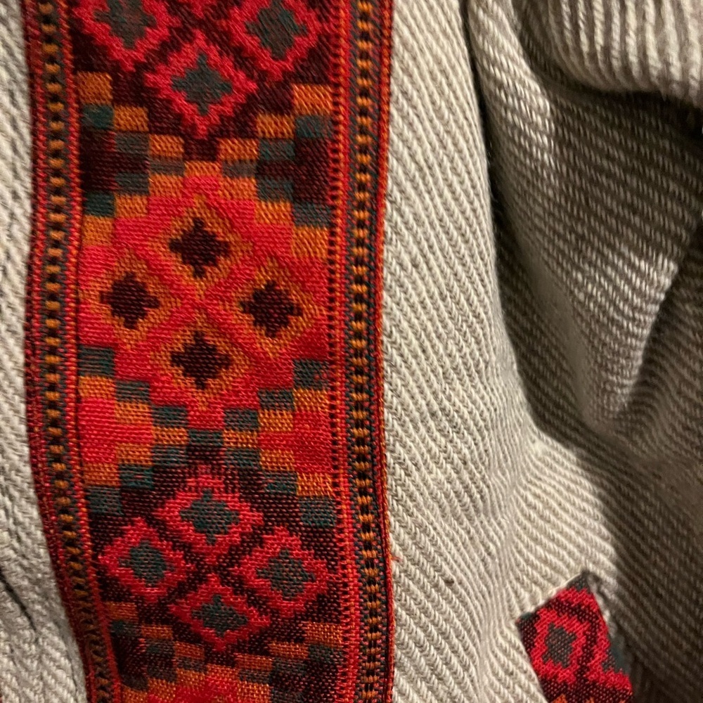 Rhea Red and Gray Tribal Look Unisex Bomber Jacket Front Zip Hoodie - Picture 4 of 6